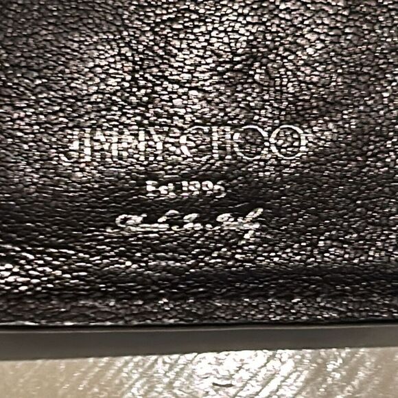 Jimmy Choo Unisex Star Studded Bifold Wallet Black Leather Edgy Punk Statement - Picture 5 of 11